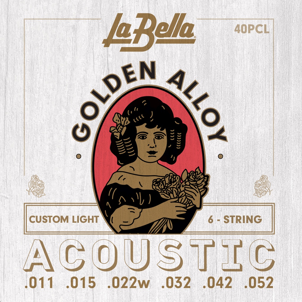 JUEGO DE CuerdasPARA GUITARRA ACÚSTICA LA BELLA GOLDEN ALLOY CUSTOM LIGHT 11-52