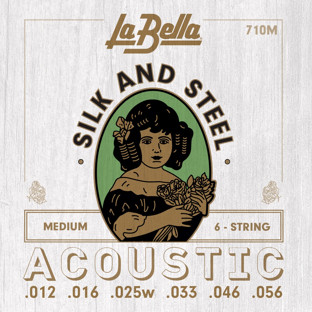 JUEGO DE CuerdasPARA GUITARRA ACÚSTICA LA BELLA SILK &amp; STEEL MEDIUM 12-56