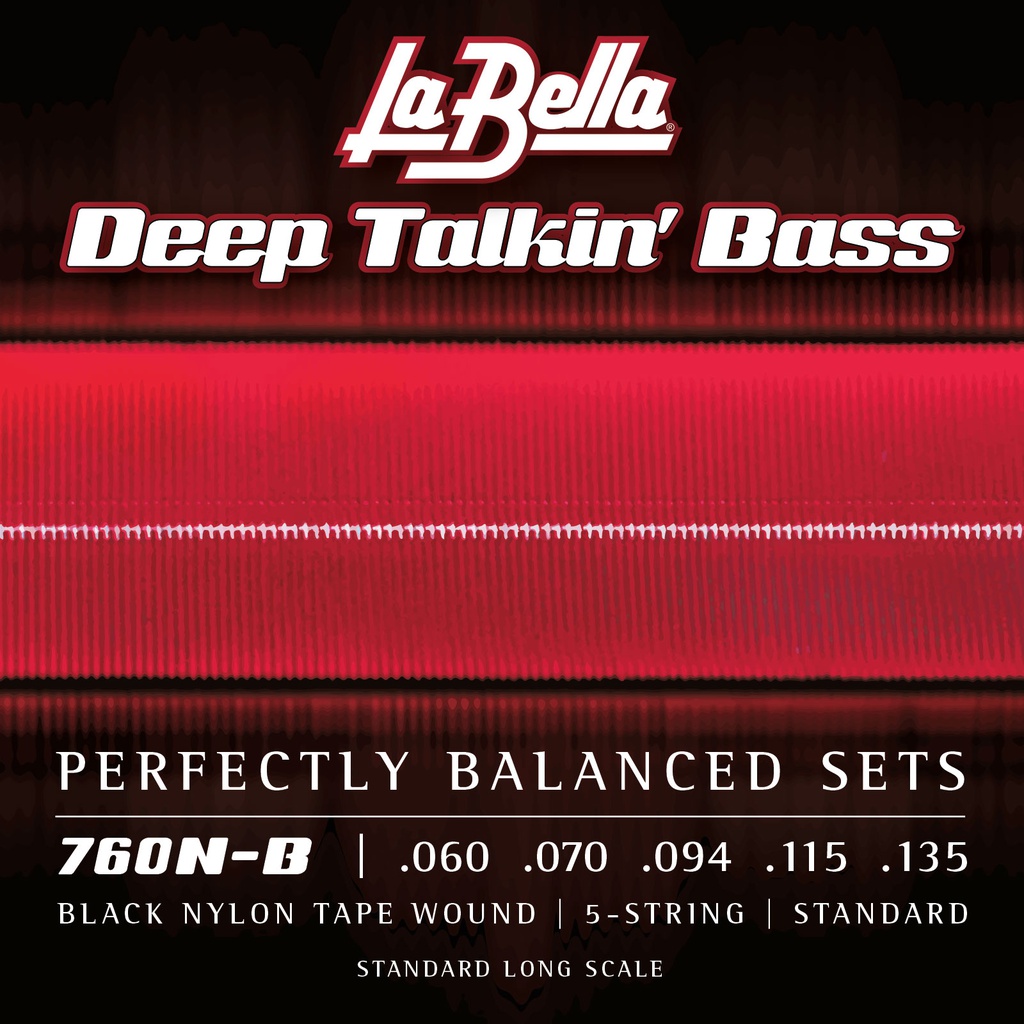 JUEGO DE CuerdasLA BELLA PARA BAJO DEEP TALKIN BLACK NYLON 5 Cuerdas60-135