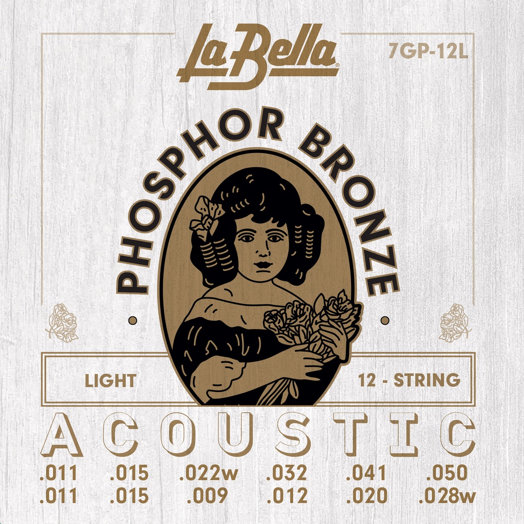 JUEGO DE 12 CuerdasPARA GUITARRA ACÚSTICA LA BELLA PHOSPHOR BRONZE LIGHT 11-50