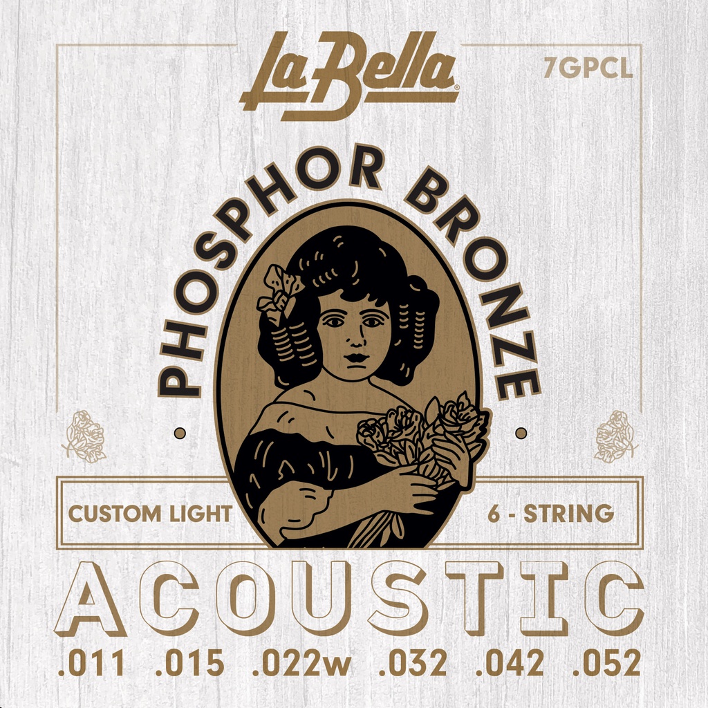 JUEGO DE CuerdasPARA GUITARRA ACÚSTICA LA BELLA PHOSPHOR BRONZE CUSTOM LIGHT 11-52