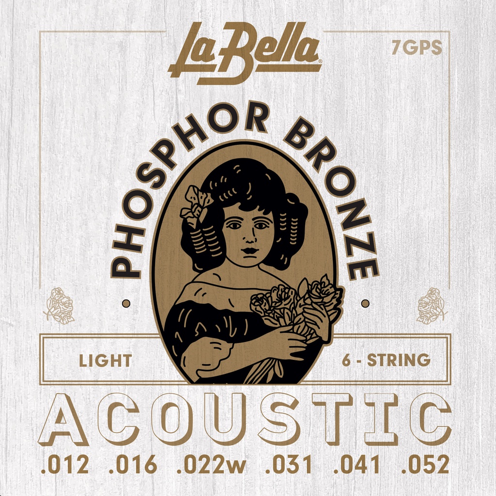 JUEGO DE CuerdasPARA GUITARRA ACÚSTICA LA BELLA PHOSPHOR BRONZE LIGHT 12-52