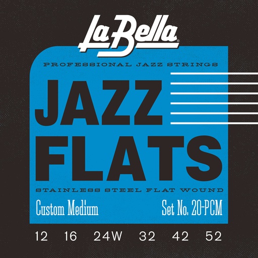 [20PCM] JUEGO DE CUERDAS LA BELLA JAZZ FLATS PARA GUITARRA ELÉCTRICA CUSTOM LIGHT 12-52