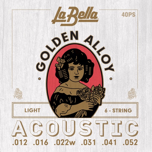 [40PS] JUEGO DE CuerdasPARA GUITARRA ACÚSTICA LA BELLA GOLDEN ALLOY LIGHT 12-52