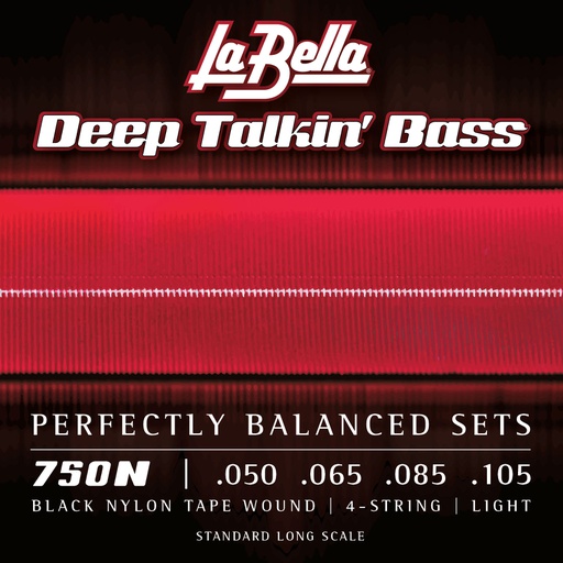 [750N] JUEGO DE CuerdasLA BELLA PARA BAJO DEEP TALKIN BLACK NYLON LIGHT 50-105