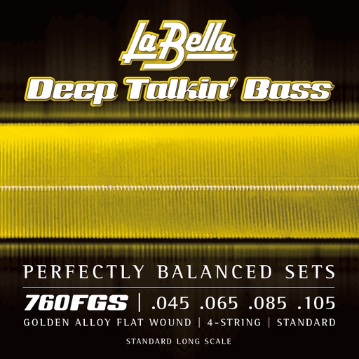 [760FGS] JUEGO DE CuerdasLA BELLA PARA BAJO DEEP TALKIN GOLDEN ALLOY FLATS 45-105