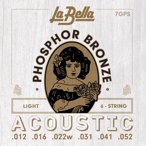 [7GPS] JUEGO DE CuerdasPARA GUITARRA ACÚSTICA LA BELLA PHOSPHOR BRONZE LIGHT 12-52